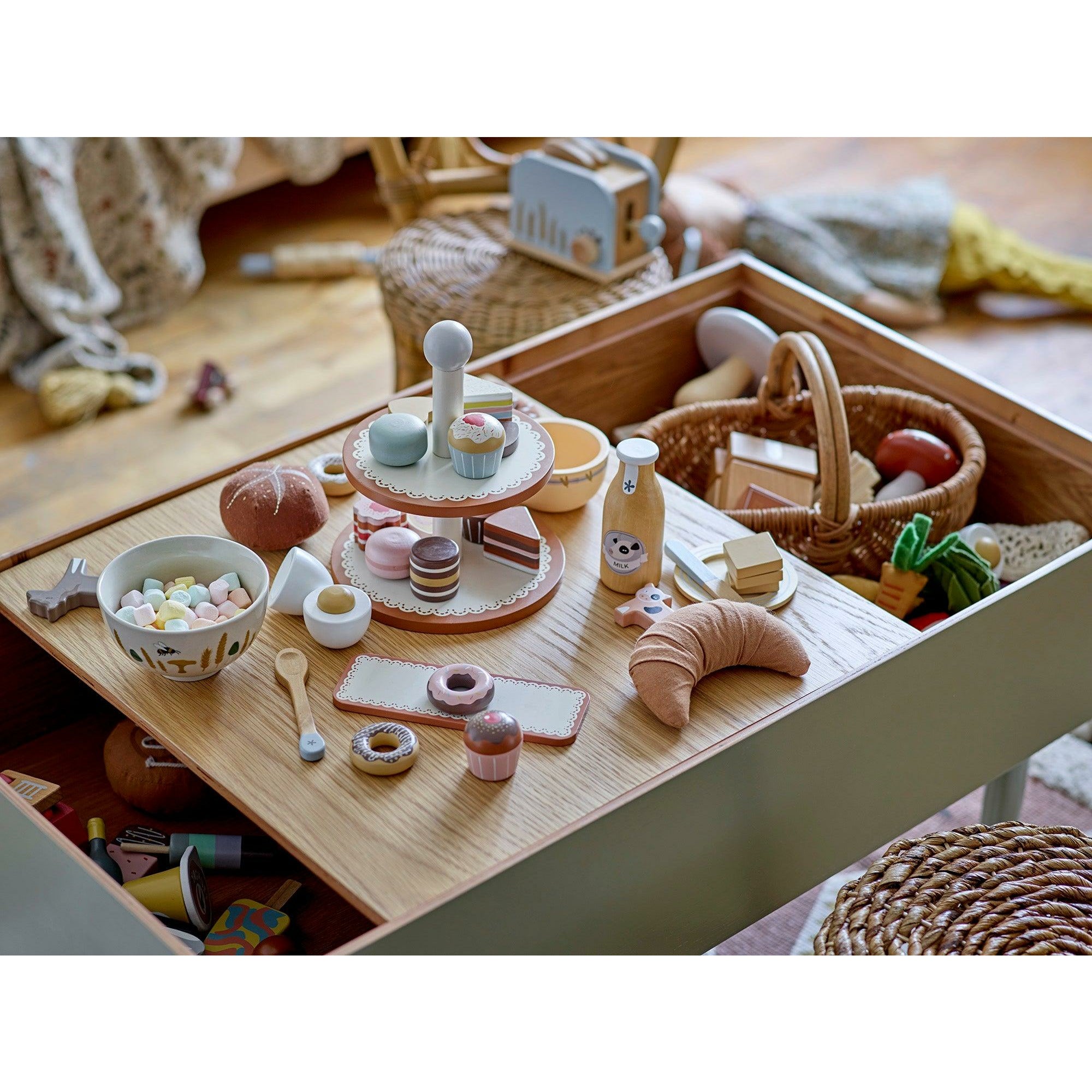 Adda Legetøjsmad, Blå, Bøg - L10xH9xW15 cm, Set of 7 - BLOOMINGVILLE MINI